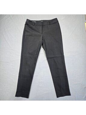 Loft Womens Size 6 Curvy Skinny Ankle Pants Black Solid Stretch Cotton Blend